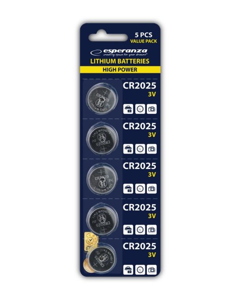 EZB108 Esperanza baterie litowe cr2025 5szt blister