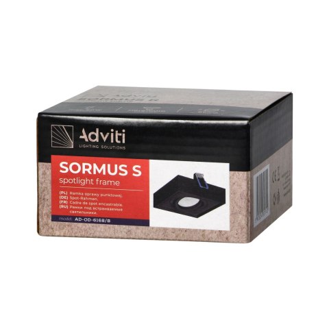 SORMUS S ramka dekoracyjna oprawy punktowej, MR16/GU10 max 7W, regulowana, kwadrat, czarna