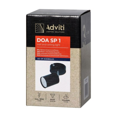 DOA SP 1, oprawa ścienno-sufitowa, GU10 max. 7W, IP20, czarna