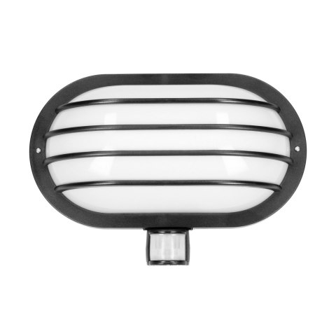 LASO, oprawa ogrodowa z czujnikiem ruchu 180°, 1x15W, E27, IP44, plastik, czarna