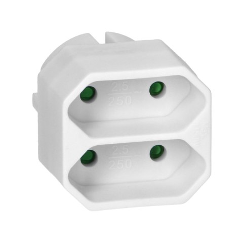 Rozgałęźnik 2x2P euro, biały