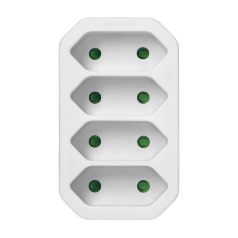 Rozgałęźnik 4x2P euro, biały