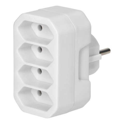 Rozgałęźnik 4x2P euro, biały