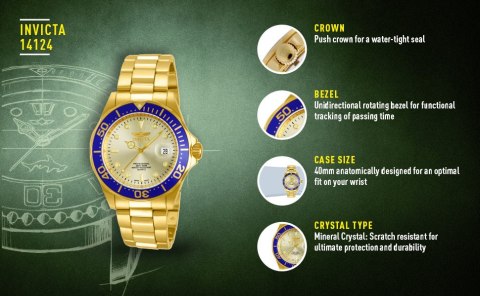 Invicta ZEGAREK MĘSKI INVICTA PRO DIVER 14124 - WR200, koperta 40mm (zv009a)