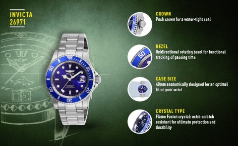 Invicta ZEGAREK MĘSKI INVICTA PRO DIVER 26971 - WODOSZCZELNOŚĆ 200m, koperta 40mm