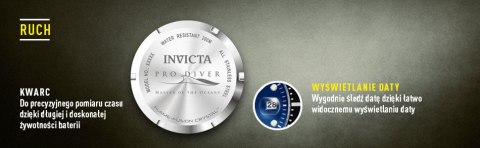 Invicta ZEGAREK MĘSKI INVICTA PRO DIVER 26971 - WODOSZCZELNOŚĆ 200m, koperta 40mm