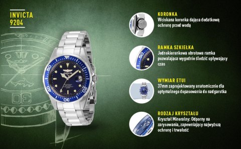 Invicta ZEGAREK UNISEX INVICTA PRO DIVER 9204 - WR200, koperta 37mm