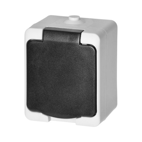 Gniazdo pojedyńcze 2P+Z Schuko AQUATIC MINI IP 54 biało-czarne