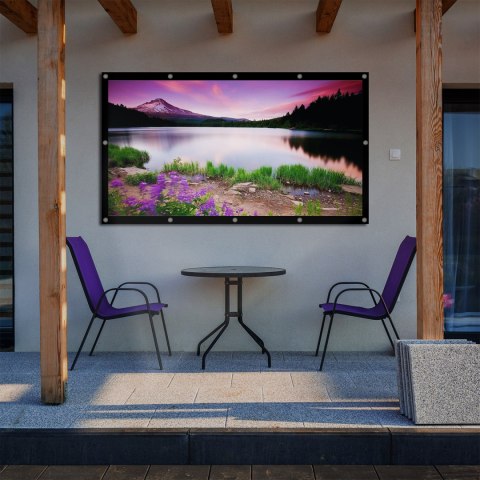 Ekran projekcyjny Maclean, 86", 191x109cm, obramowanie 25mm 16:9, haczyki do naciągu, MC-980