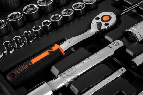 Zestaw kluczy nasadowych 1/2", 1/4", 73 szt., CrV