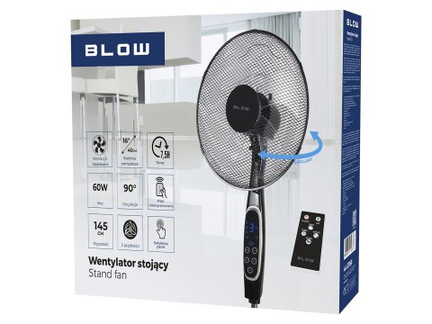 44-076# Wentylator stojący 16" 60w lcd + pilot czarny