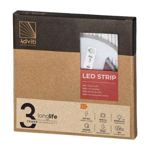 Taśma LED 12V, Samsung chipset 2835, 60L/m, 630lm/m, 6W/m, IP20, 6000K, 5m