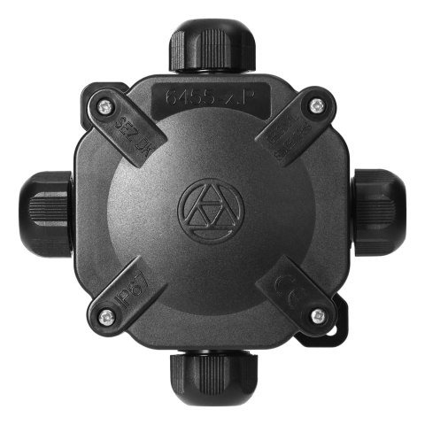 Puszka hermetyczna IP67, 4 dławnice, 122 x 122mm, czarna