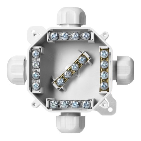 Puszka hermetyczna IP67, 4 dławnice, 122 x 122mm, szara
