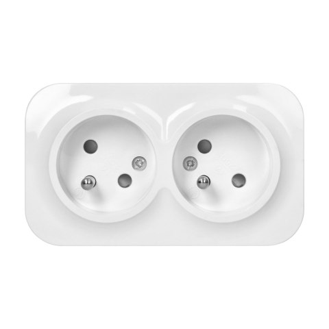 ToDo Gniazdo podwójne 2x2P+Z, 16A/230VAC, IP20, Białe
