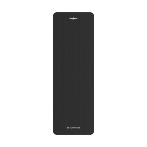 Mata gimnastyczna do ćwiczeń joga, pilates, fitness, 183x61cm, grubość 1.5cm, materiał NBR, czarna, REBEL ACTIVE