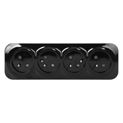 Gniazdo poczwórne ToDo 2P+Z IP20, 16A, 230V AC, czarny