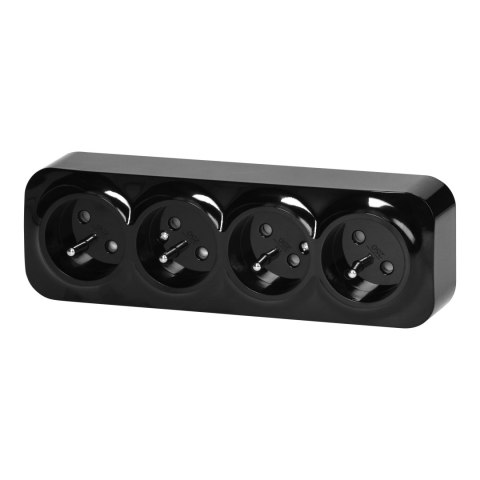 Gniazdo poczwórne ToDo 2P+Z IP20, 16A, 230V AC, czarny