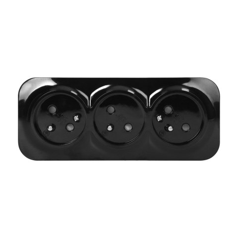 Gniazdo potrójne ToDo 2P+Z IP20, 16A, 230V AC, czarny