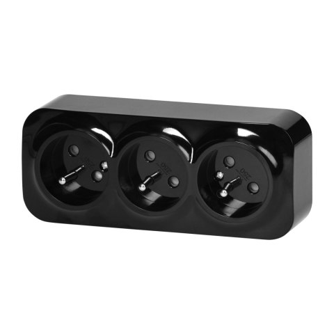 Gniazdo potrójne ToDo 2P+Z IP20, 16A, 230V AC, czarny