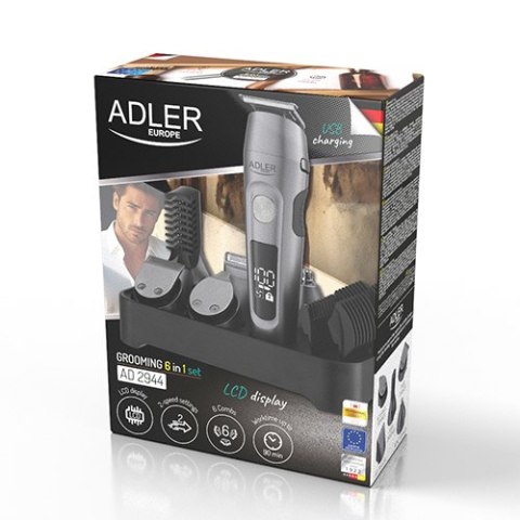AD 2944 Trymer - zestaw do pielęgnacji 6 w 1 z wyś. lcd i bazą ładującą