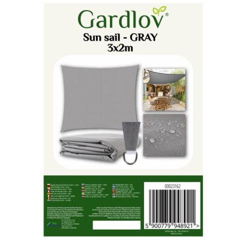 Żagiel przeciwsłoneczny 3x2m - szary Gardlov 23162