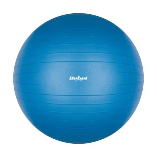 Piłka gimnastyczna rehabilitacyjna 65cm z pompką ręczną, kolor niebieski , REBEL ACTIVE