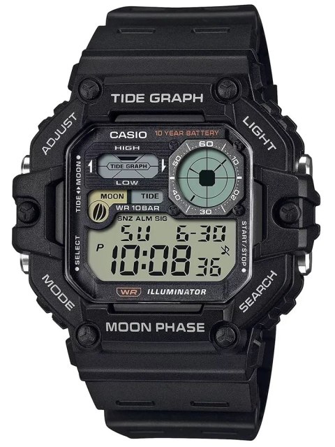Casio ZEGAREK MĘSKI CASIO Digital Moonphase WS-1700H-1AV + BOX
