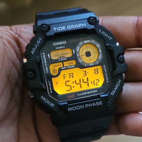 Casio ZEGAREK MĘSKI CASIO Digital Moonphase WS-1700H-1AV + BOX
