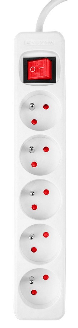 Przedłużacz listwowy 1.5 m, 3 x 1.5 mm2, 5G, biały, ON/OFF
