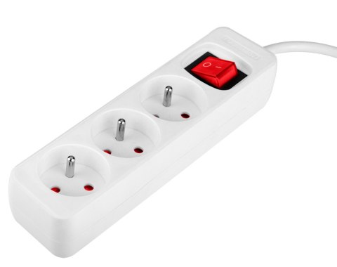 Przedłużacz listwowy 5 m, 3 x 1.5 mm2, 3G, biały, ON/OFF