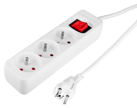 Przedłużacz listwowy 5 m, 3 x 1.5 mm2, 3G, biały, ON/OFF