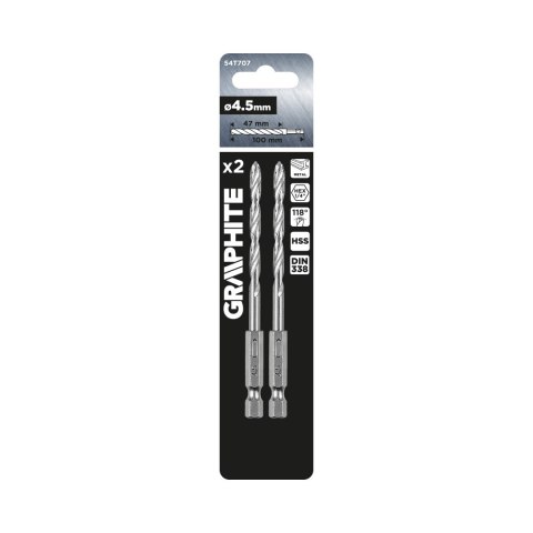 Wiertło do metalu Hex 4.5 mm, 2 szt.