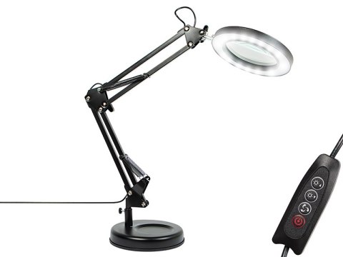 44-169# Lampka biurkowa led lb-23 czarna z lupą"