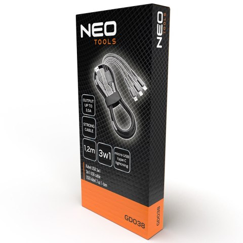 Kabel 3 w 1, 1.2m