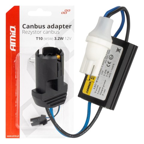 Rezystor opornik canbus do żarówek led 12v 3.2w t10 w5w amio-04087