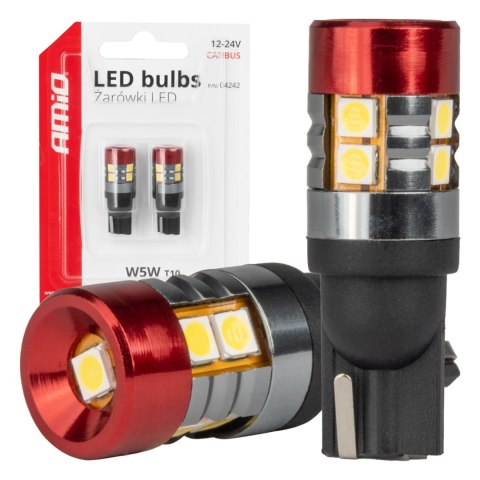 Żarówki led canbus t10 w5w 9 smd 3030 white 12v 24v amio-04242