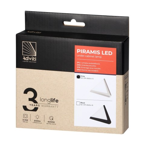 PIRAMIS lampka podszafkowa LED 3,5W, 200lm, 4000K, szara