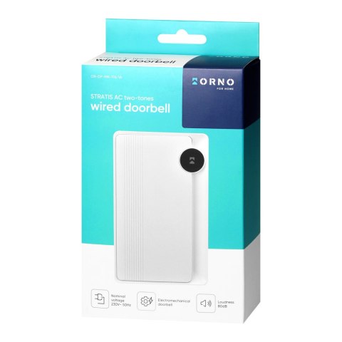 STRATIS AC, dzwonek przewodowy elektromechaniczny dwutonowy, 230V, biały