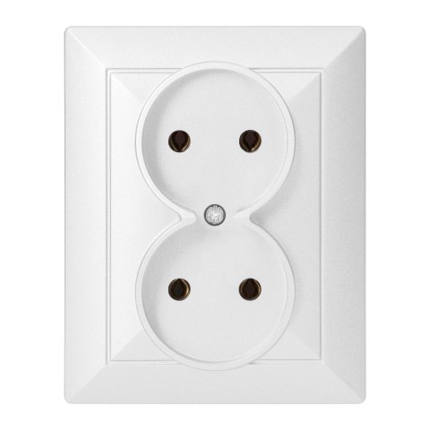 Gniazdo podwójne p/t 2x2P Pearl, 16A, 250V, PT-5 P, biały