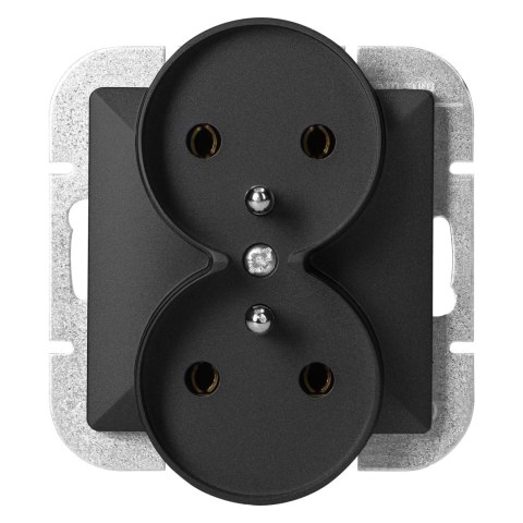 Gniazdo podwójne p/t 2x2P+Z Pearl, 16A, 250V, PT-6 PR, czarny