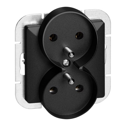 Gniazdo podwójne p/t 2x2P+Z Pearl, 16A, 250V, PT-6 PR, czarny