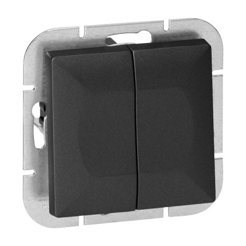 Łącznik świecznikowy p/t z podświeleniem Pearl, 10A, 250V, WP-2P/S, czarny