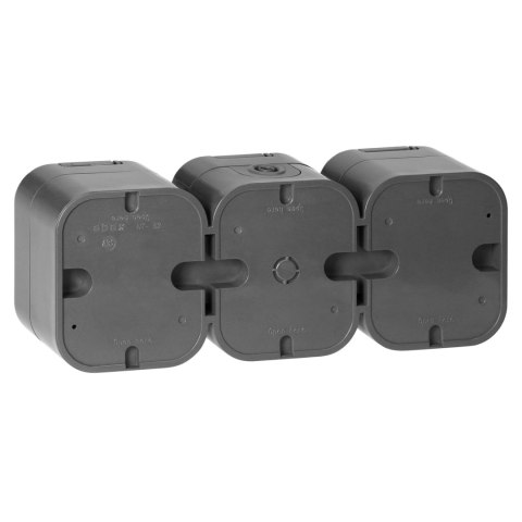 Gniazdo potrójne n/t 3x2P+Z, bryzgoszczelne z klapką B2, IP54, NT-316 B2, szary