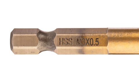 Wiertło gwintujące HSS TiN, M3 x 0.5 mm, Hex