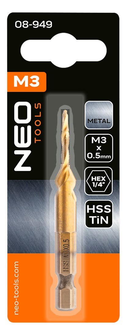 Wiertło gwintujące HSS TiN, M3 x 0.5 mm, Hex