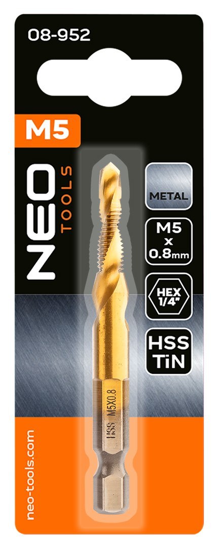 Wiertło gwintujące HSS TiN, M5 x 0.8 mm, Hex