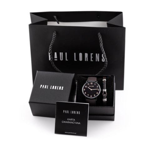 Paul Lorens KOMPLET PREZENTOWY MĘSKI PAUL LORENS - Zegarek + Bransoletka (zg370f)