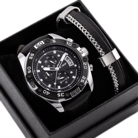 Paul Lorens KOMPLET PREZENTOWY MĘSKI PAUL LORENS - Zegarek + Bransoletka (zg375e)