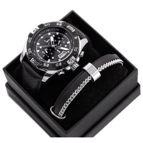 Paul Lorens KOMPLET PREZENTOWY MĘSKI PAUL LORENS - Zegarek + Bransoletka (zg375e)